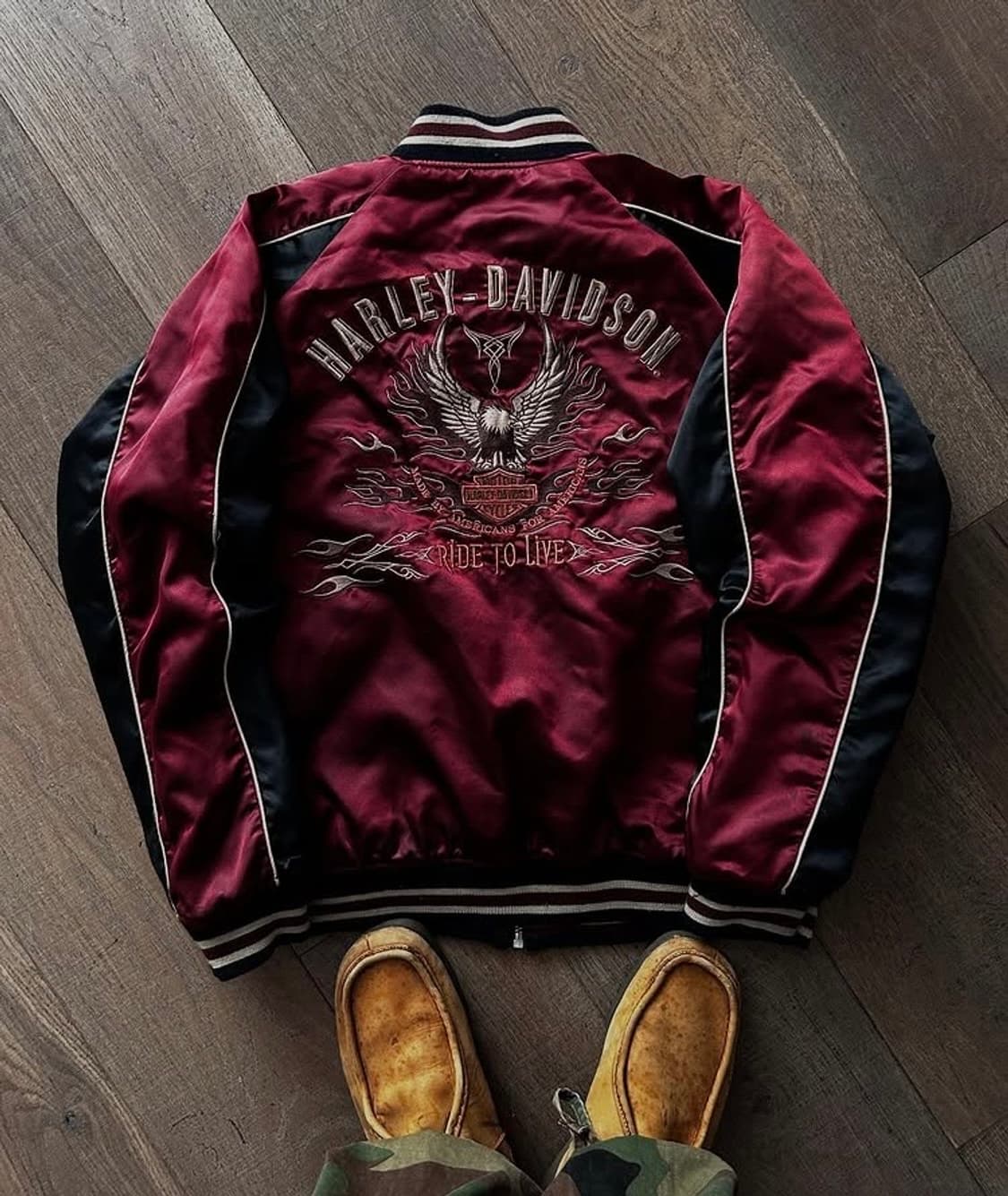 80‘s 리버시블 할리데이비슨 스카쟌 상품이미지2