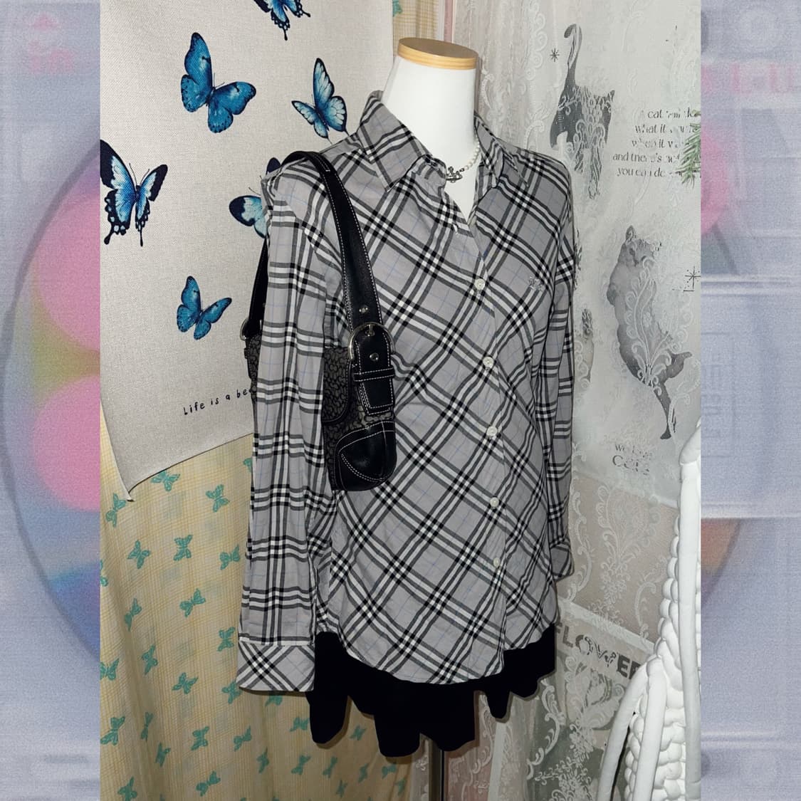 버버리 그레이 체크 셔츠 상품이미지2