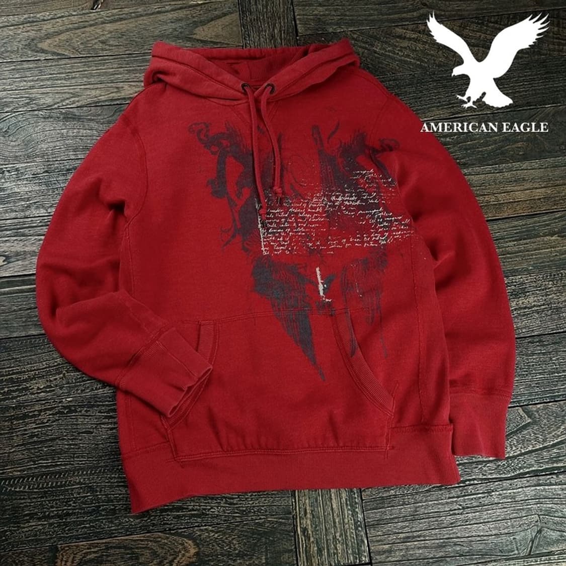 [아메리칸이글] Y2K 빈티지 그래픽 프린팅 후드티 레드 M19517 상품이미지1