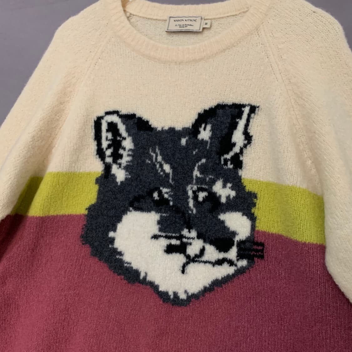 M 메종키츠네 공용 빅 폭스 헤드 컬러블록 캐시미어 니트 상품이미지3