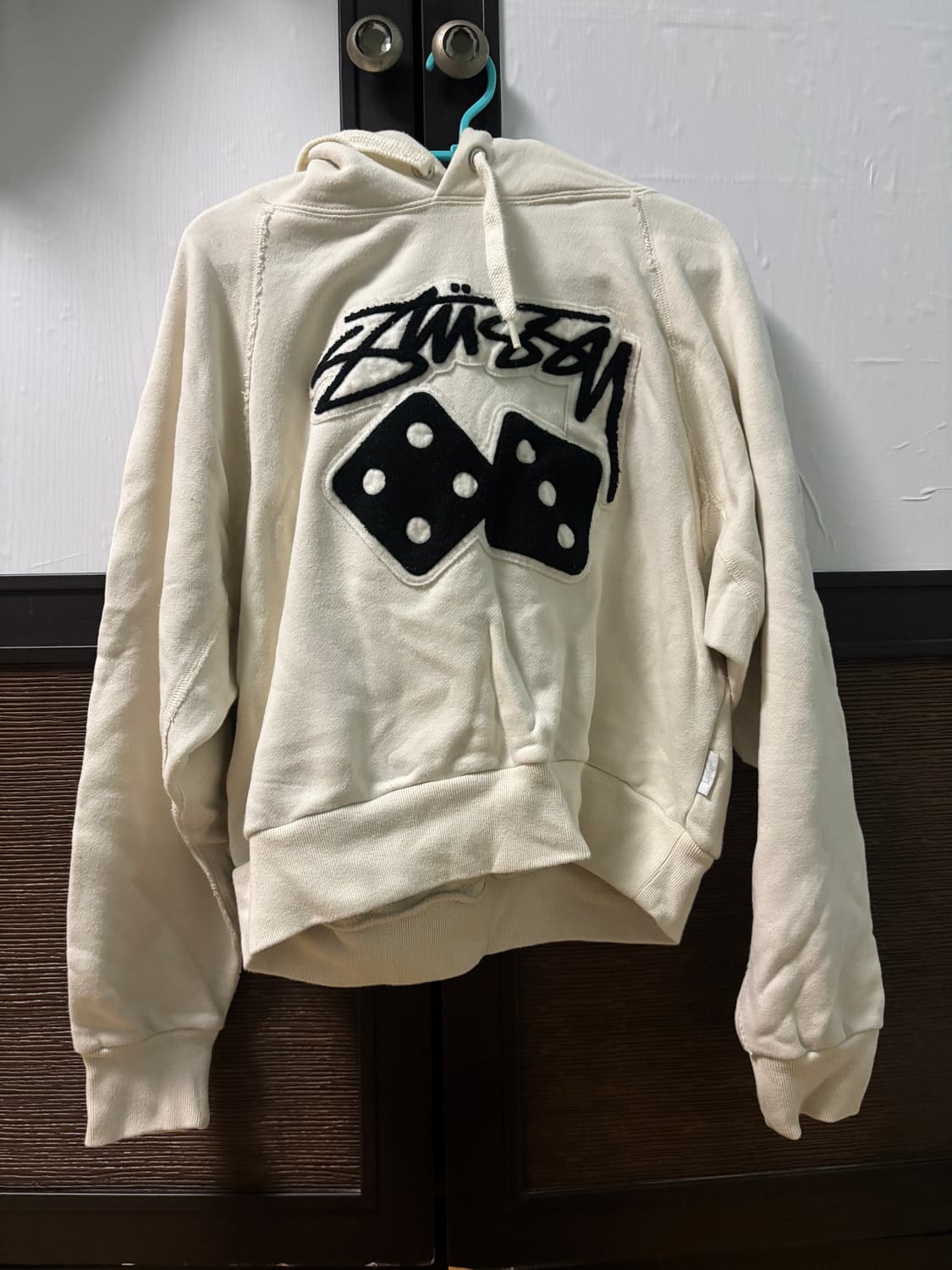 빈티지 스투시 다이스 크롭 후드티 아이보리 주사위 상품이미지2