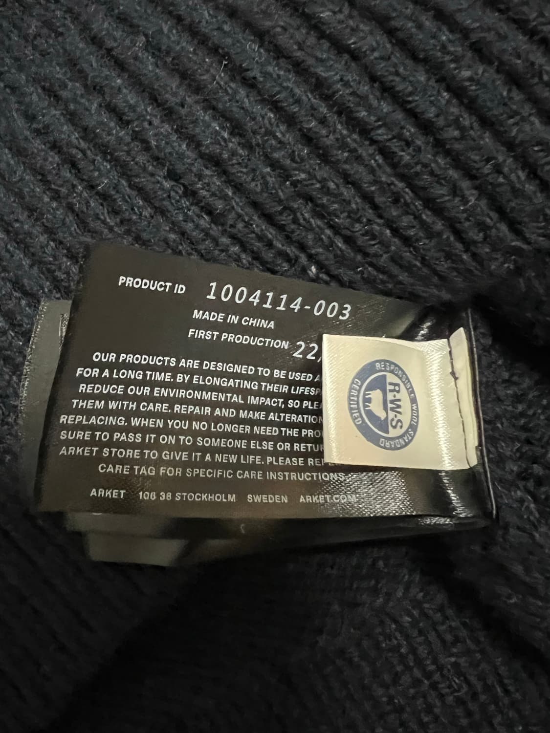 ARKET 아르켓 울 지퍼 폴로 셔츠 네이비 / L 상품이미지8