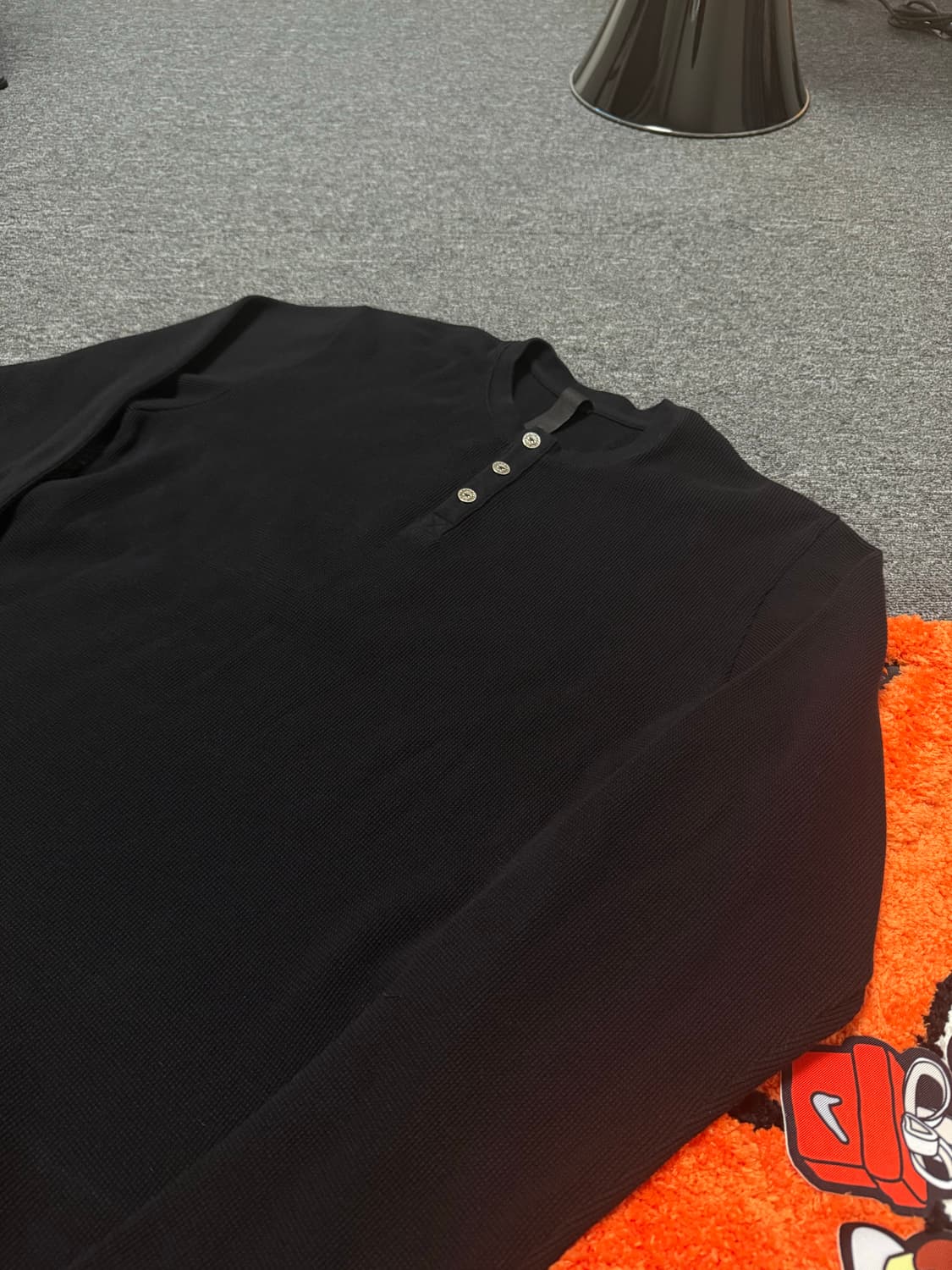 [XL] 크롬하츠 세메터리 크로스 헨리넥 와플 니트 블랙 상품이미지5