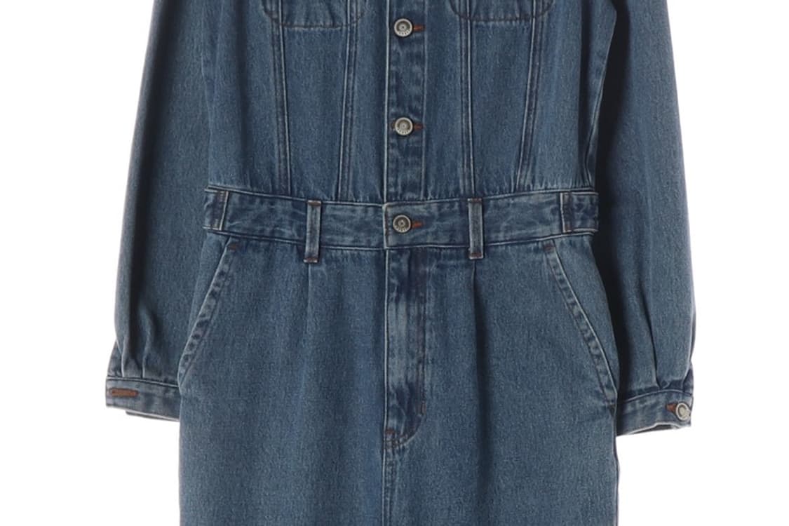 GUESS 다크블루 퍼프 숄더 데님 점프수트 XS 상품이미지4