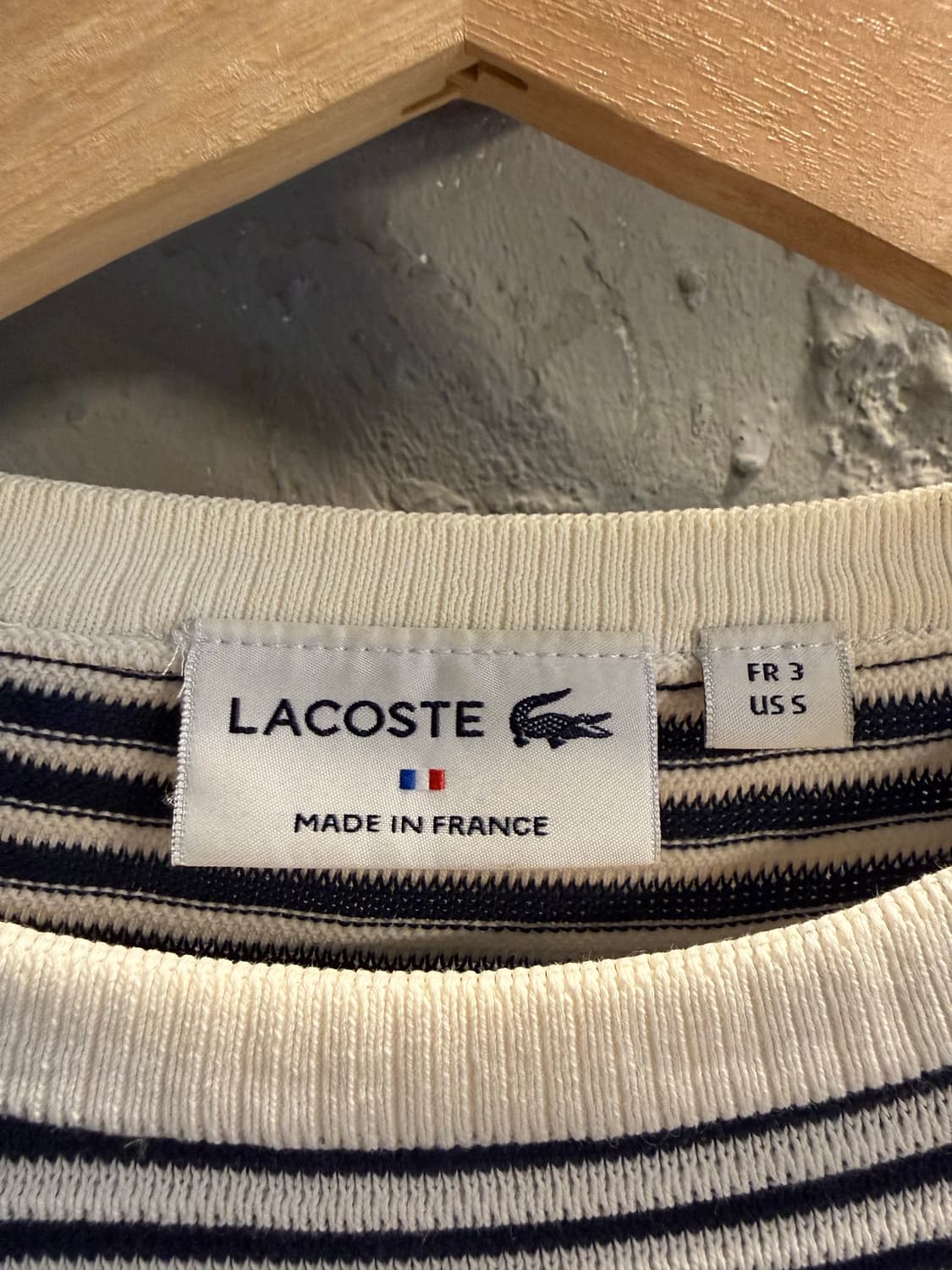 S 라코스테 LACOSTE 스트라이프 니트 스웨터 화이트 블랙 상품이미지5