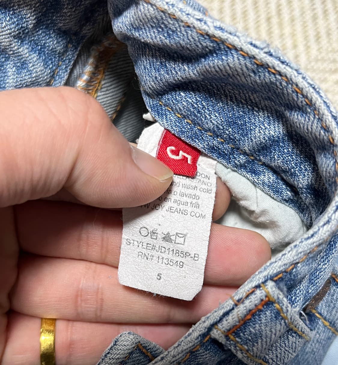 트루릴리젼 조이 디스트로이드 로우라이즈 연청 부츠컷 플레어진 28 상품이미지7