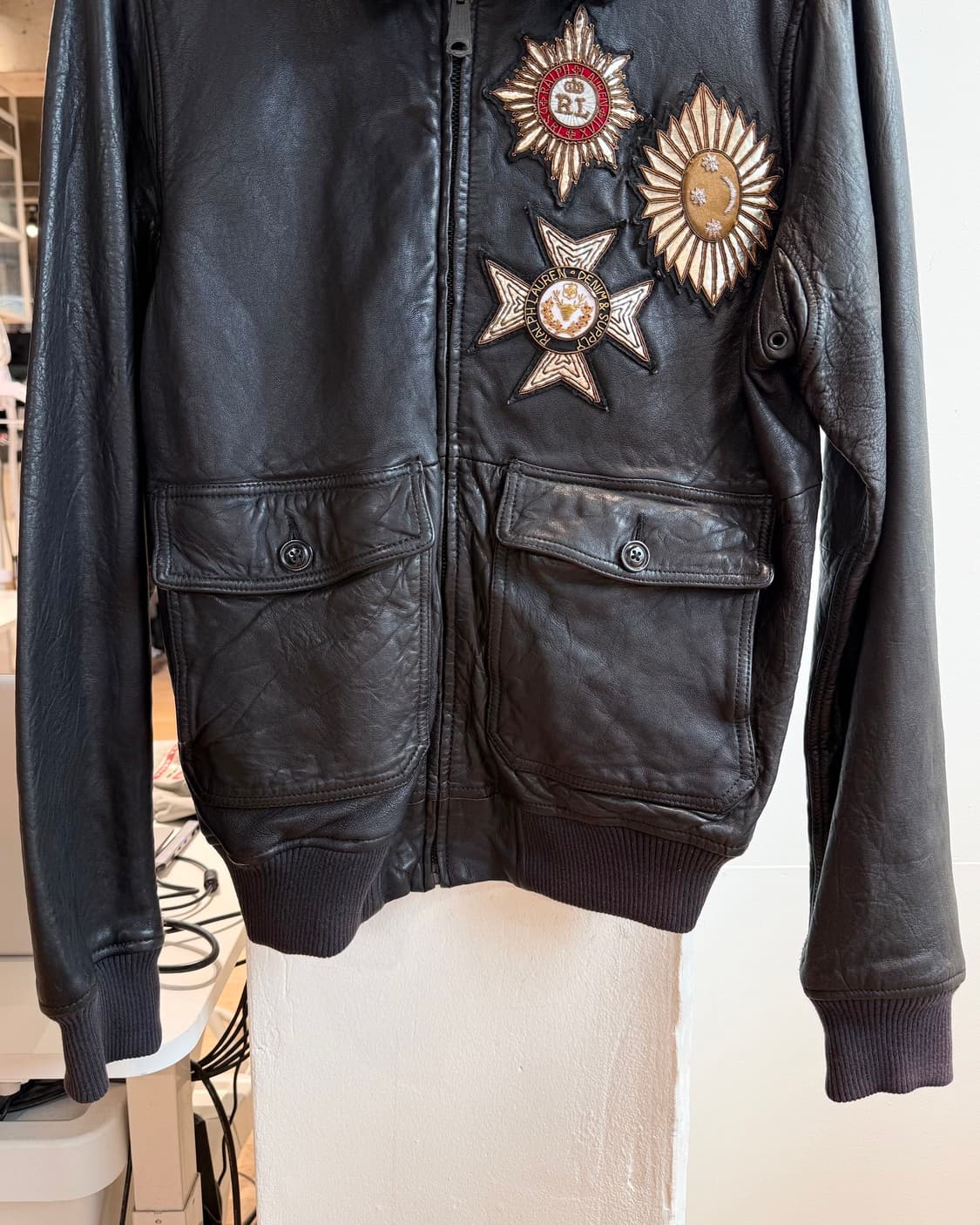 데님 앤 서플라이 블랙 쉽스킨 레더 자켓  상품이미지6