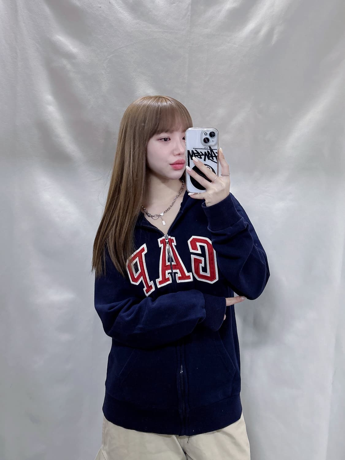 GAP 갭 네이비 빅로고 후드집업  상품이미지1