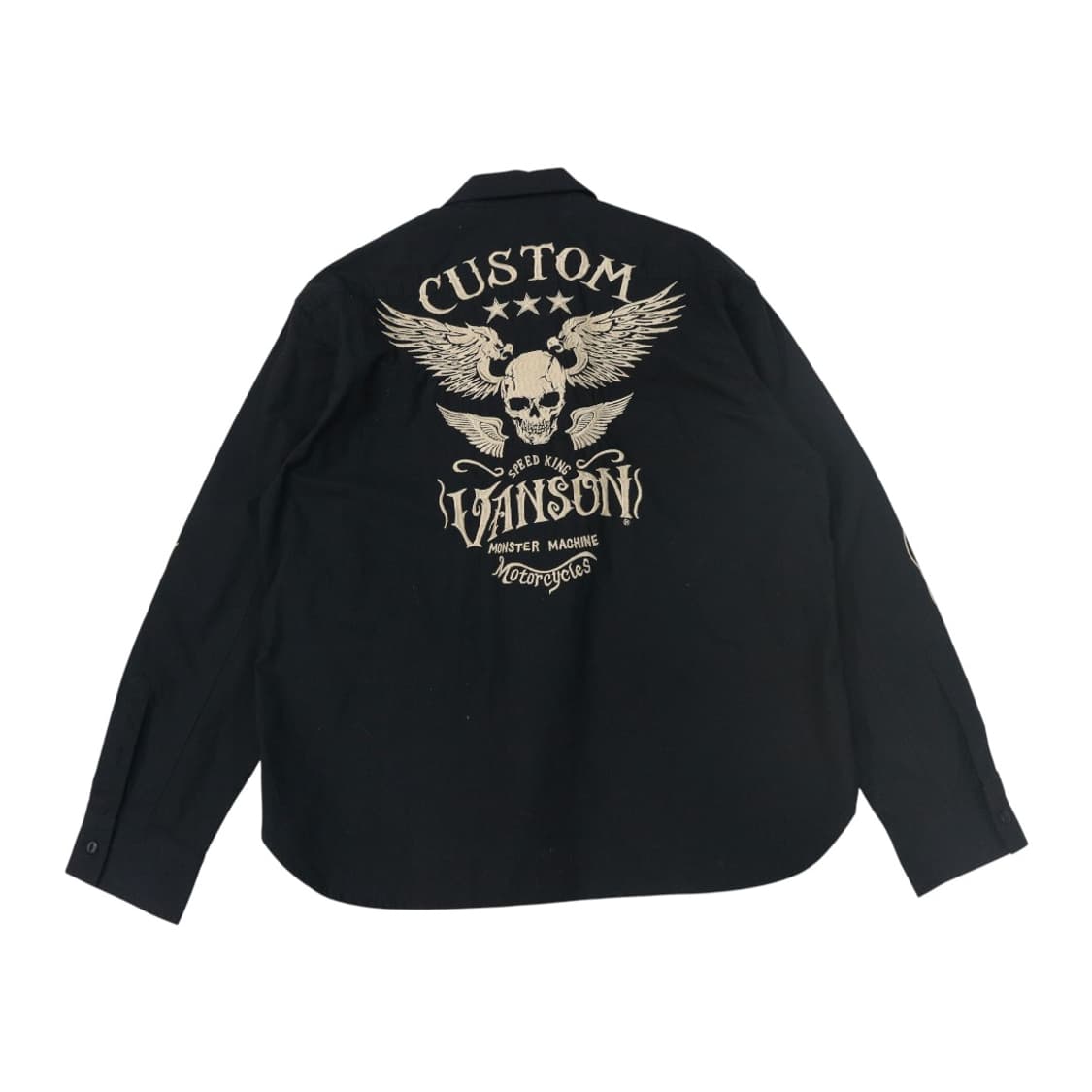 VANSON 밴슨 빈티지 스컬 윙 자수 블랙 워크 셔츠 (XL) 상품이미지1