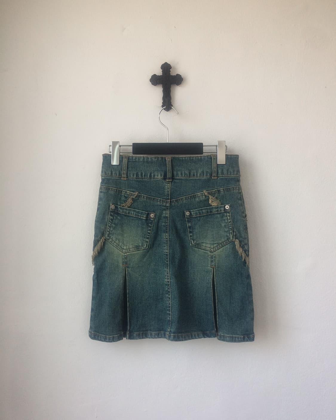 Fringe point denim pleats skirt 상품이미지3