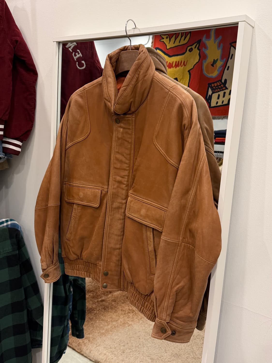 90-00s Sorgente 빈티지 쉽스킨 A-2 레더 자켓 상품이미지1