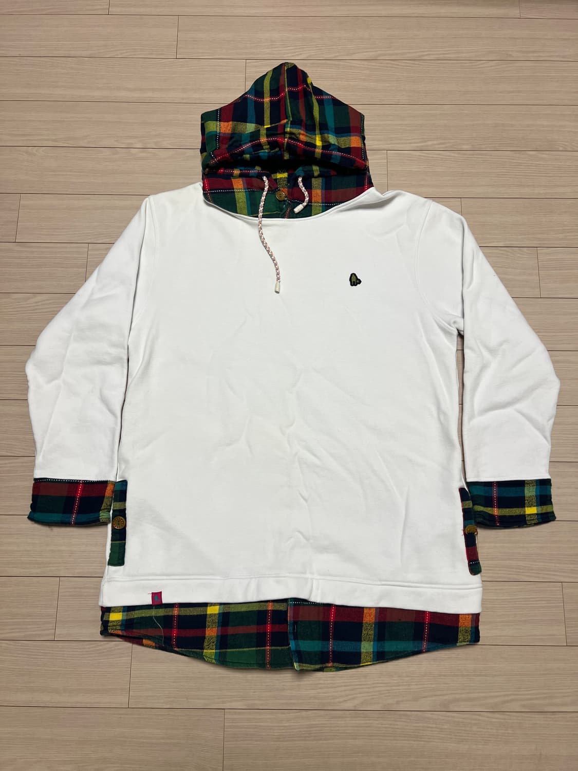 체크 레이어드 후드 맨투맨 / 보드복 이너 추천 / 캐주얼 스트릿 / L 상품이미지1