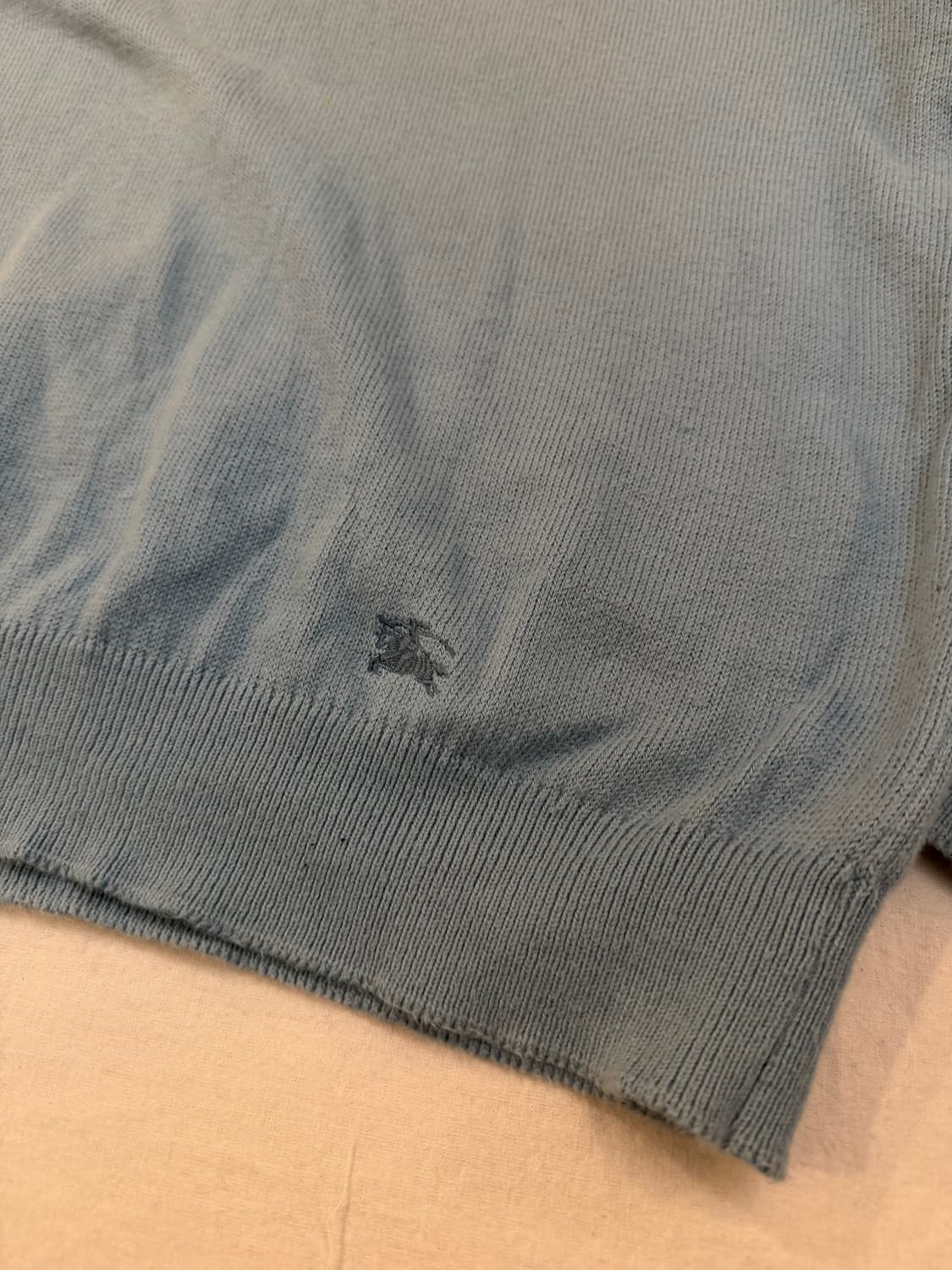 80s 버버리 아카이브 바텀로고 코튼 니트 스카이블루 상품이미지2