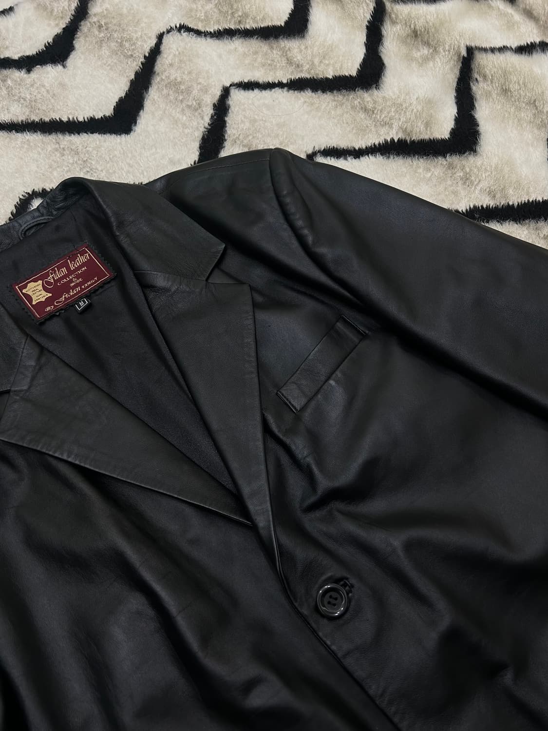 [2XL]빈티지 리얼레더 투버튼 블레이저/블랙 상품이미지1