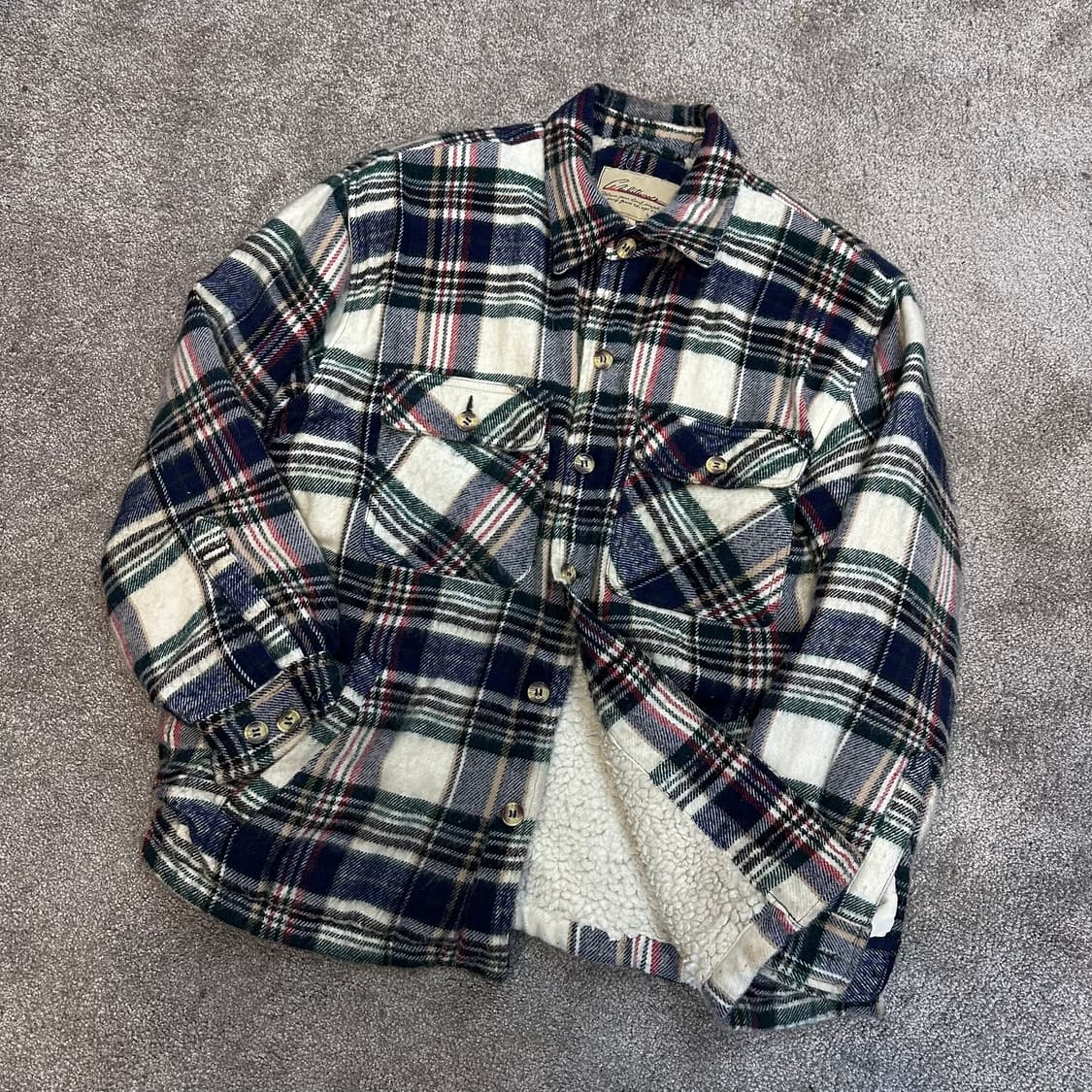 빈티지 체크 플란넬 쉐르파 자켓 셔츠L 상품이미지1