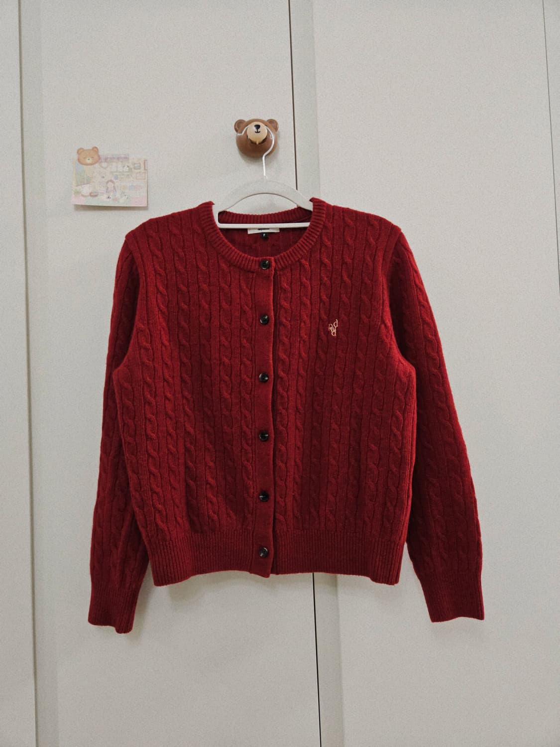 드파운드 케이블 레드 니트 가디건 상품이미지8