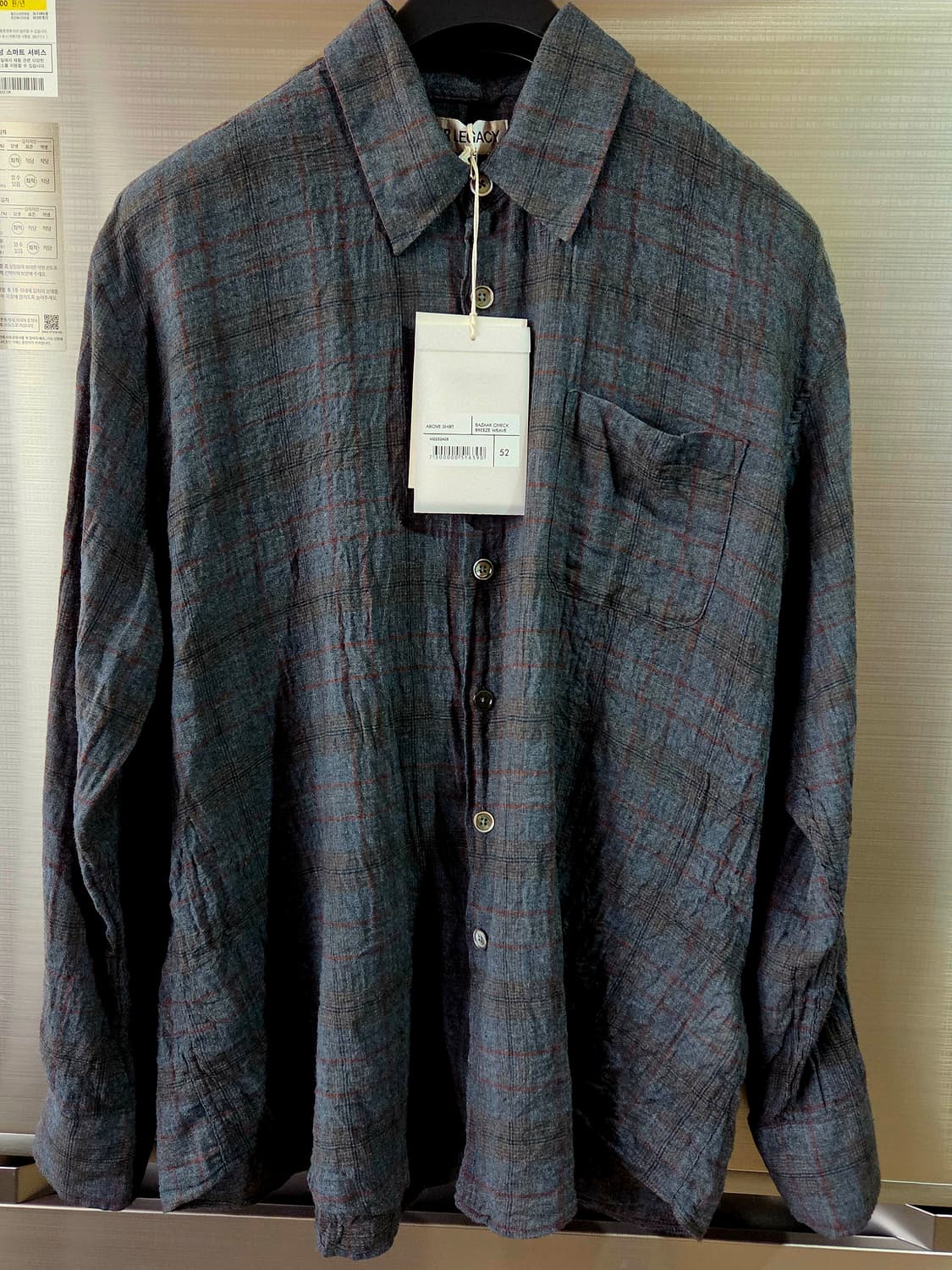 아워레가시 어보브 셔츠 바자 체크 브리즈 위브 사이즈52 상품이미지2