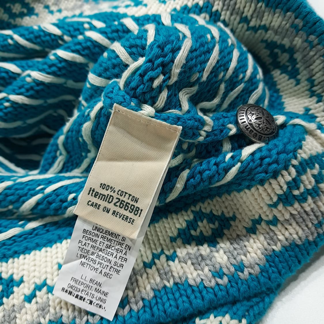 CL312 S 엘엘빈 90s 코튼 노르딕 버드아이 니트 가디건 상품이미지5