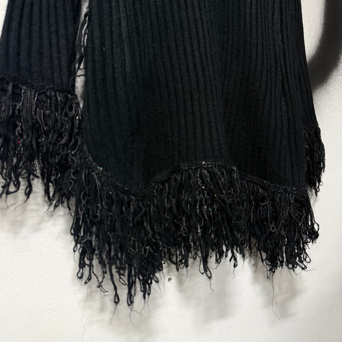 VTG 빈티지 블랙 웨스턴 러플 프린지 디테일 롱 니트 가디건 상품이미지6