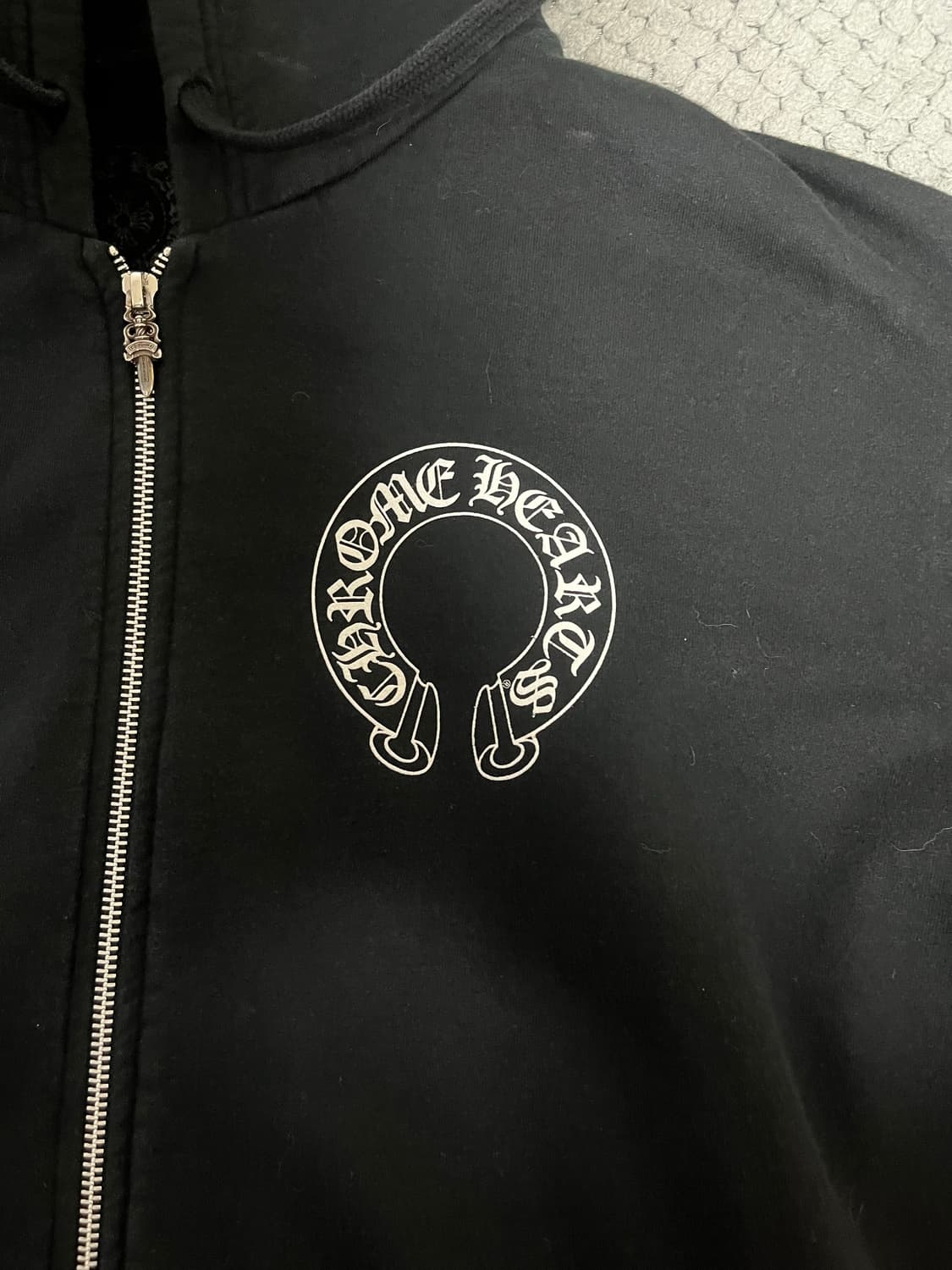 크롬하츠 홀스슈 플로랄 플리스 집업 후드 블랙 상품이미지6