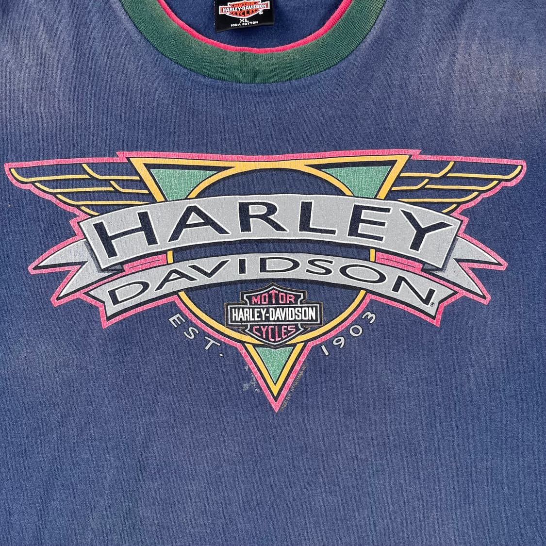 빈티지 할리데이비슨 멀티컬러블록 반팔티 상품이미지5