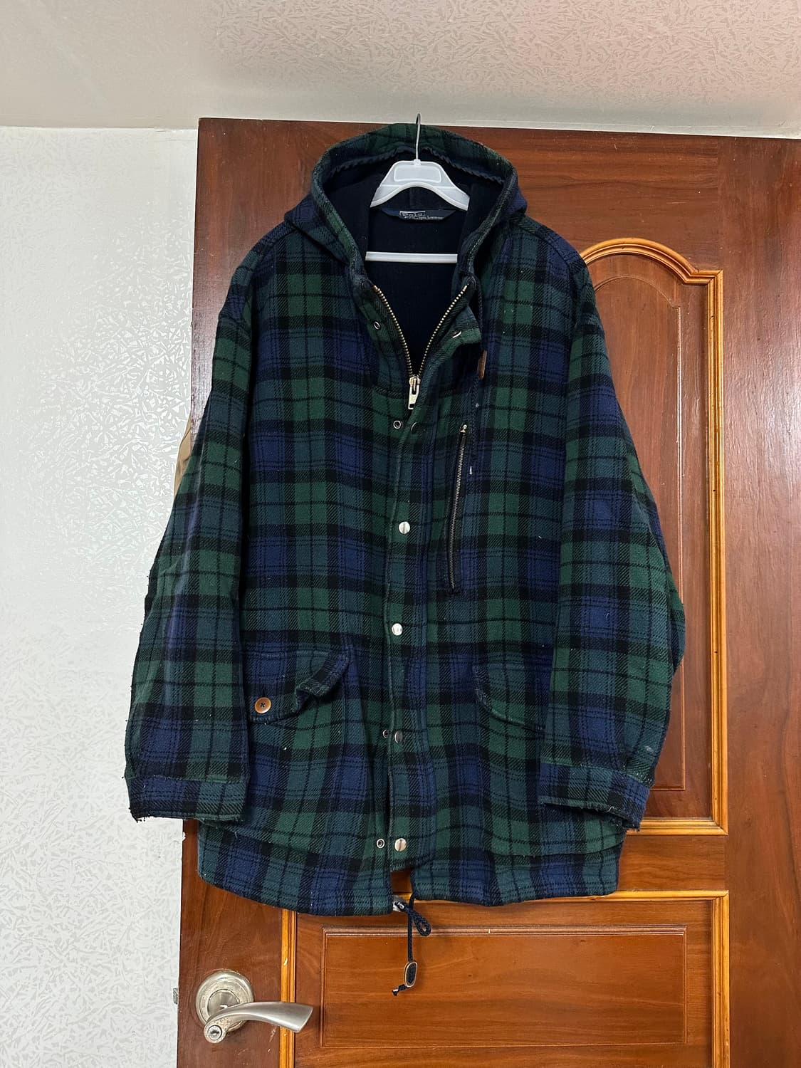 폴로 랄프로렌 블랙와치 체크 후드 코트 상품이미지1