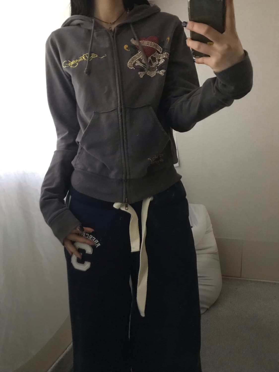 에드하디 그레이 스컬 큐빅 투웨이 후드집업 상품이미지6