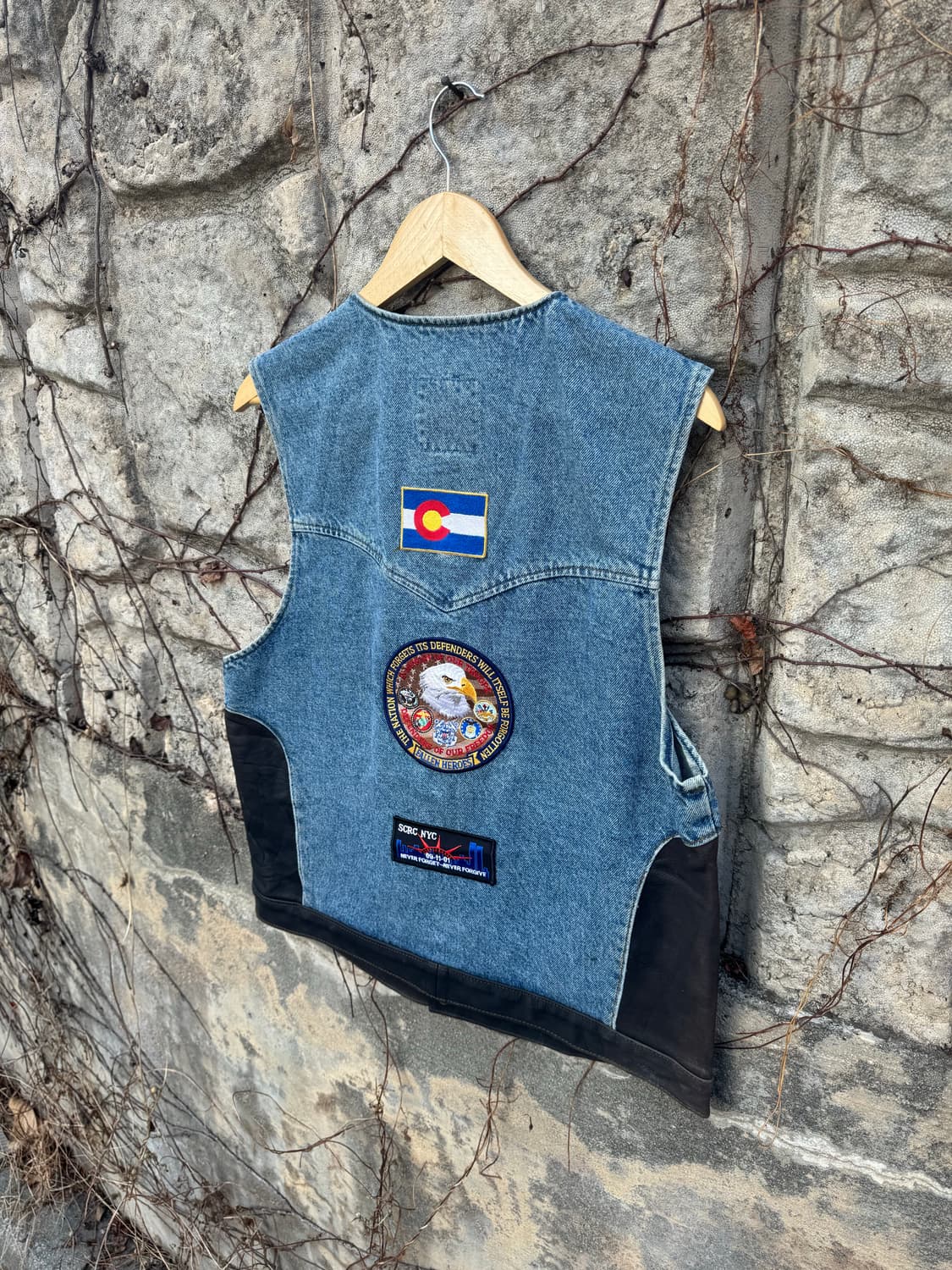 90s 할리데이비슨 빈티지 패치 커스텀 데님 가죽 레더 베스트 조끼 상품이미지6