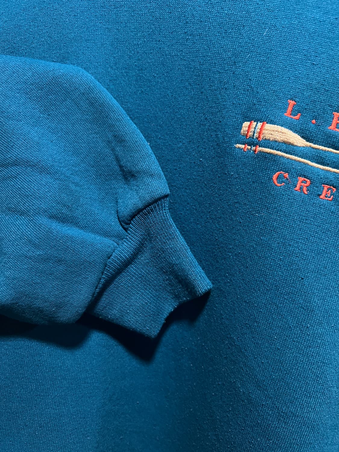 [XL]90's 러셀 USA Made LBI CREW 블루그린 스웻셔츠 상품이미지4