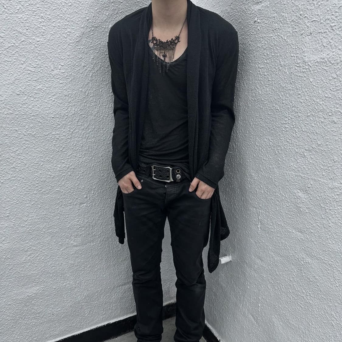Black drape long cardigan 상품이미지6