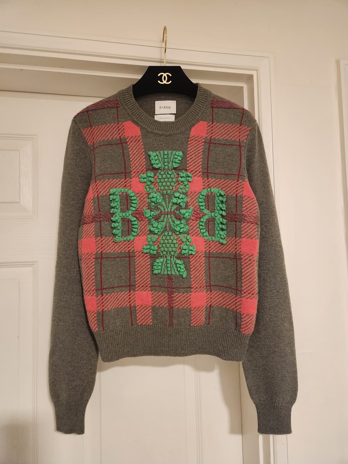 (정품)샤넬 배리 BARRIE  핑크 타탄 캐시미어 니트 상품이미지1
