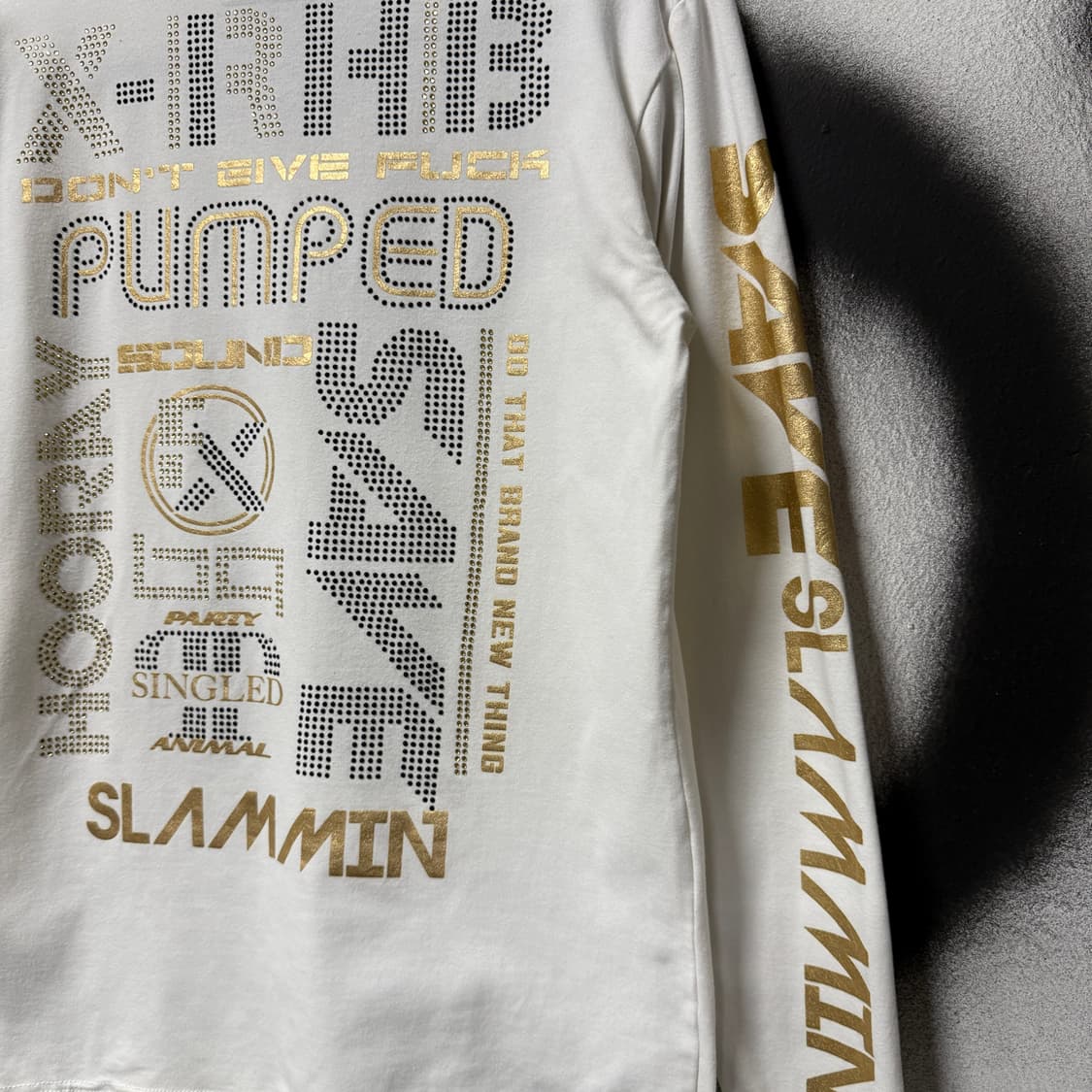 VTG 빈티지 브이넥 비즈 , 풀 프린팅 롱 슬리브 티셔츠 상품이미지8