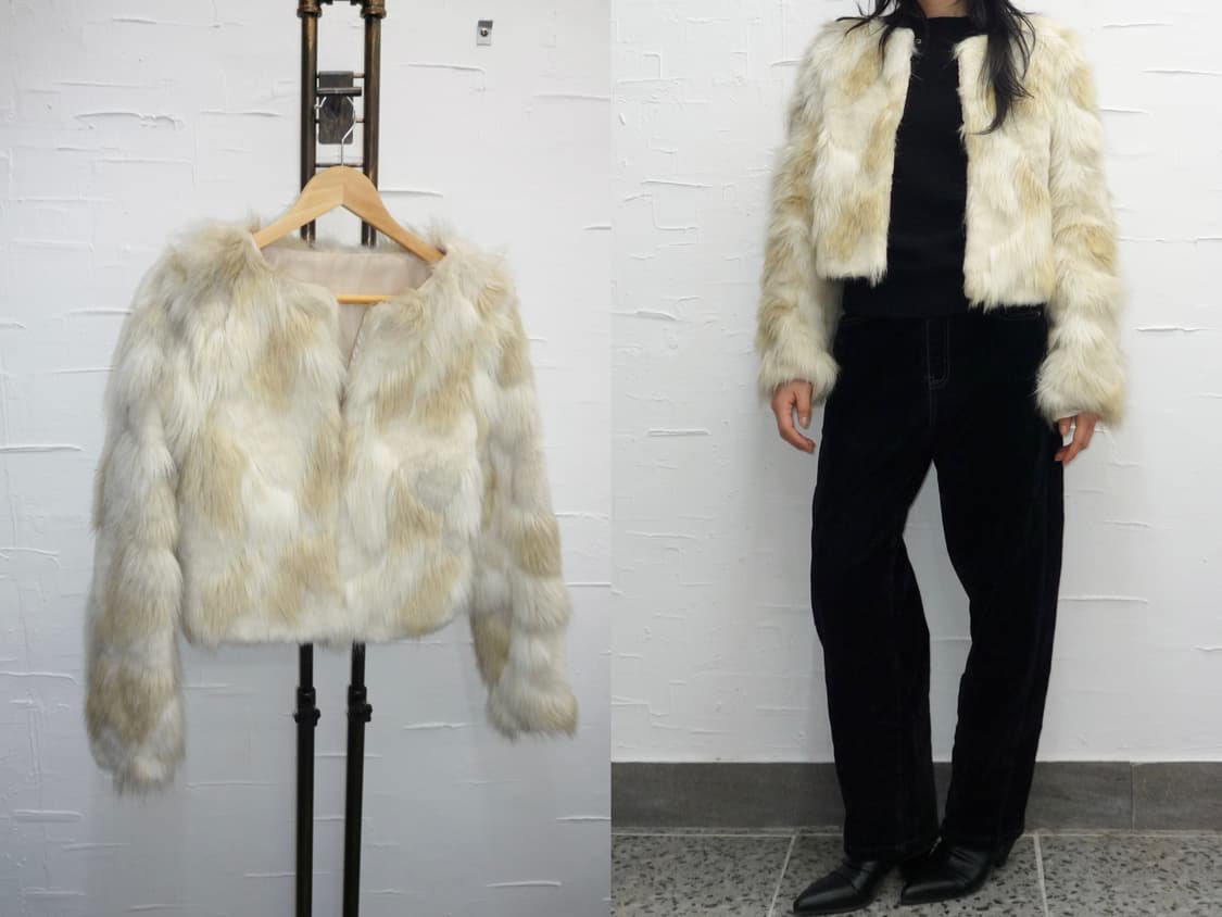White ivory fur jacket 상품이미지1