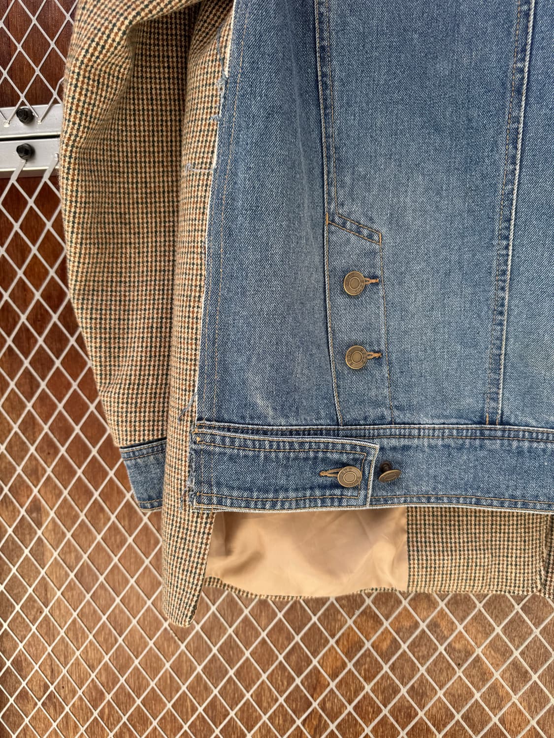 SJYP 에스제이와이피 울혼방 체크 헤링본 데님 포인트 오버핏 자켓 S 상품이미지8