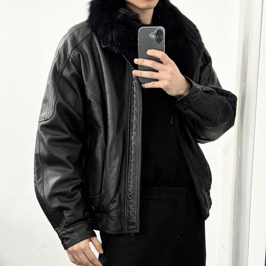 Fontelli 이태리 램스킨 퍼카라 봄버 자켓 상품이미지3