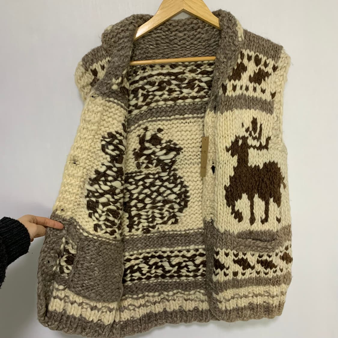 코위찬 빈티지 핸드메이드 노르딕 패턴 니트 스웨터 조끼 베스트 상품이미지5