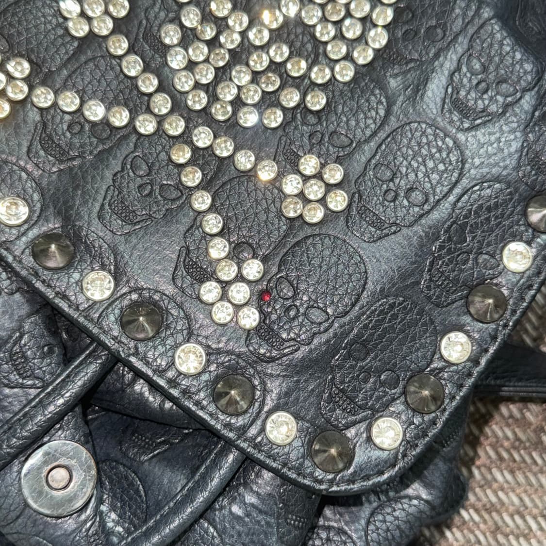 빈티지 고스 펑크 락 해골 가죽백팩 상품이미지4