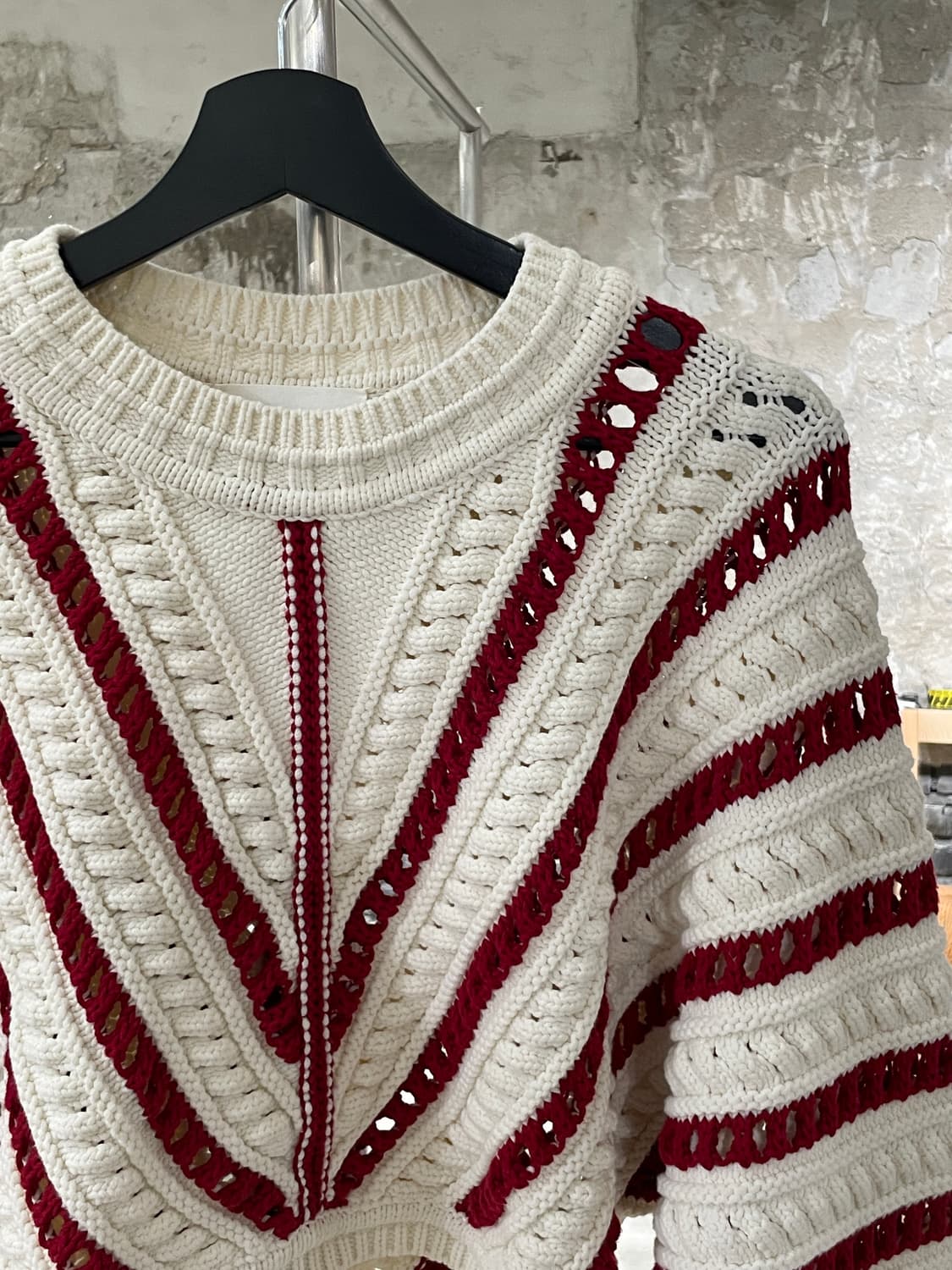 바쉬 아이보리 가디 오픈워크 크롭 풀오버 니트 상품이미지3