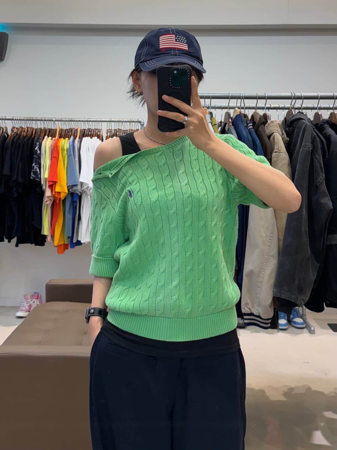 폴로 랄프로렌 어깨 트임 반팔 케이블 니트 상품이미지3