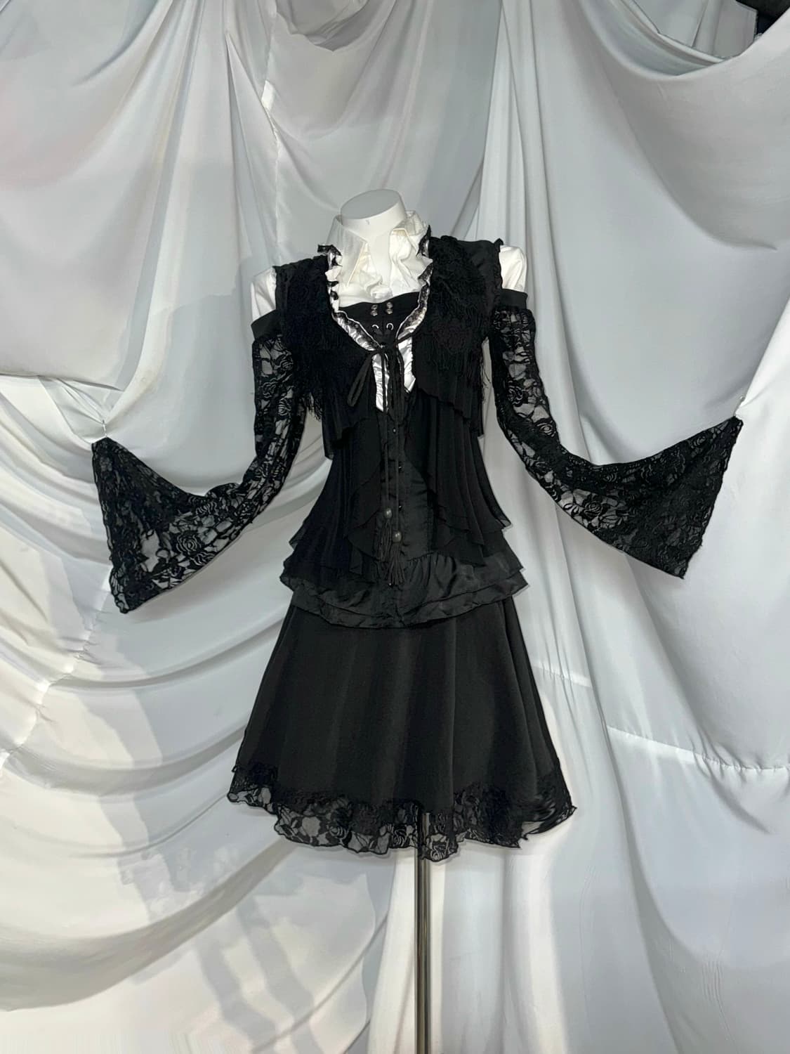 오사라기깔 레이스 고스고딕 원피스 코디세트  상품이미지5
