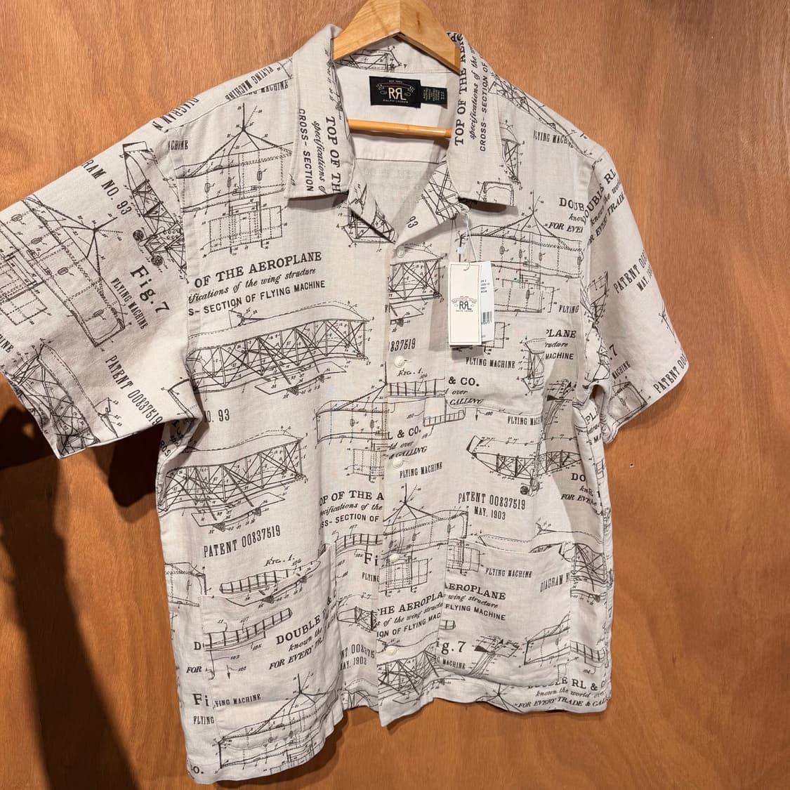 RRL 더블알엘 에어플레인 프린트 리넨 캠프 셔츠 XL 상품이미지2