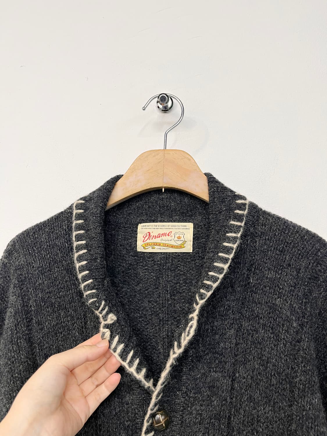 90's DINAMO 스티치 니트 가디건 상품이미지6