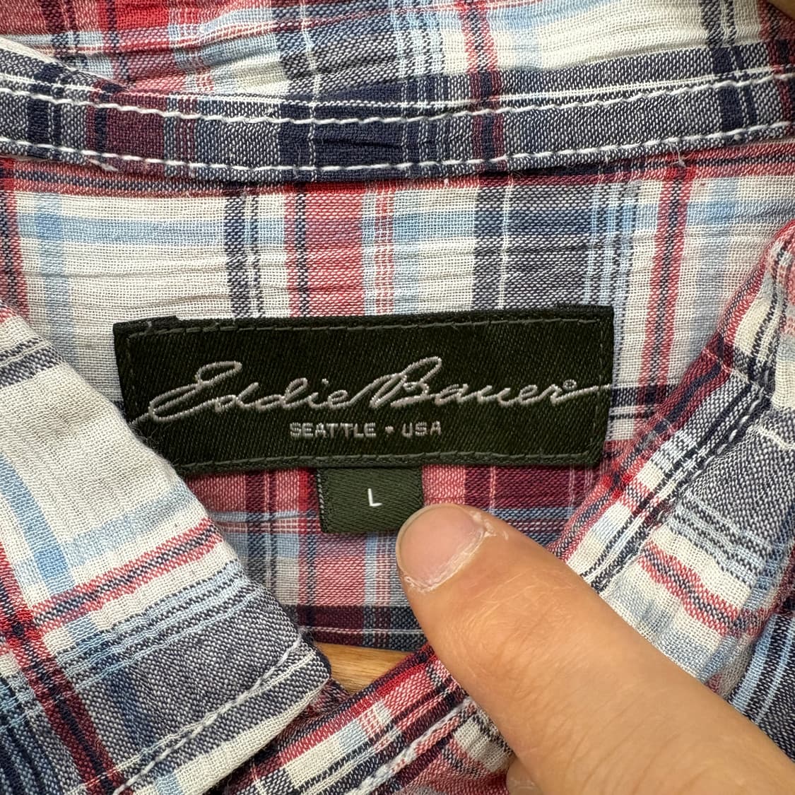 에디바우어 반팔 체크 셔츠 남성L 상품이미지3