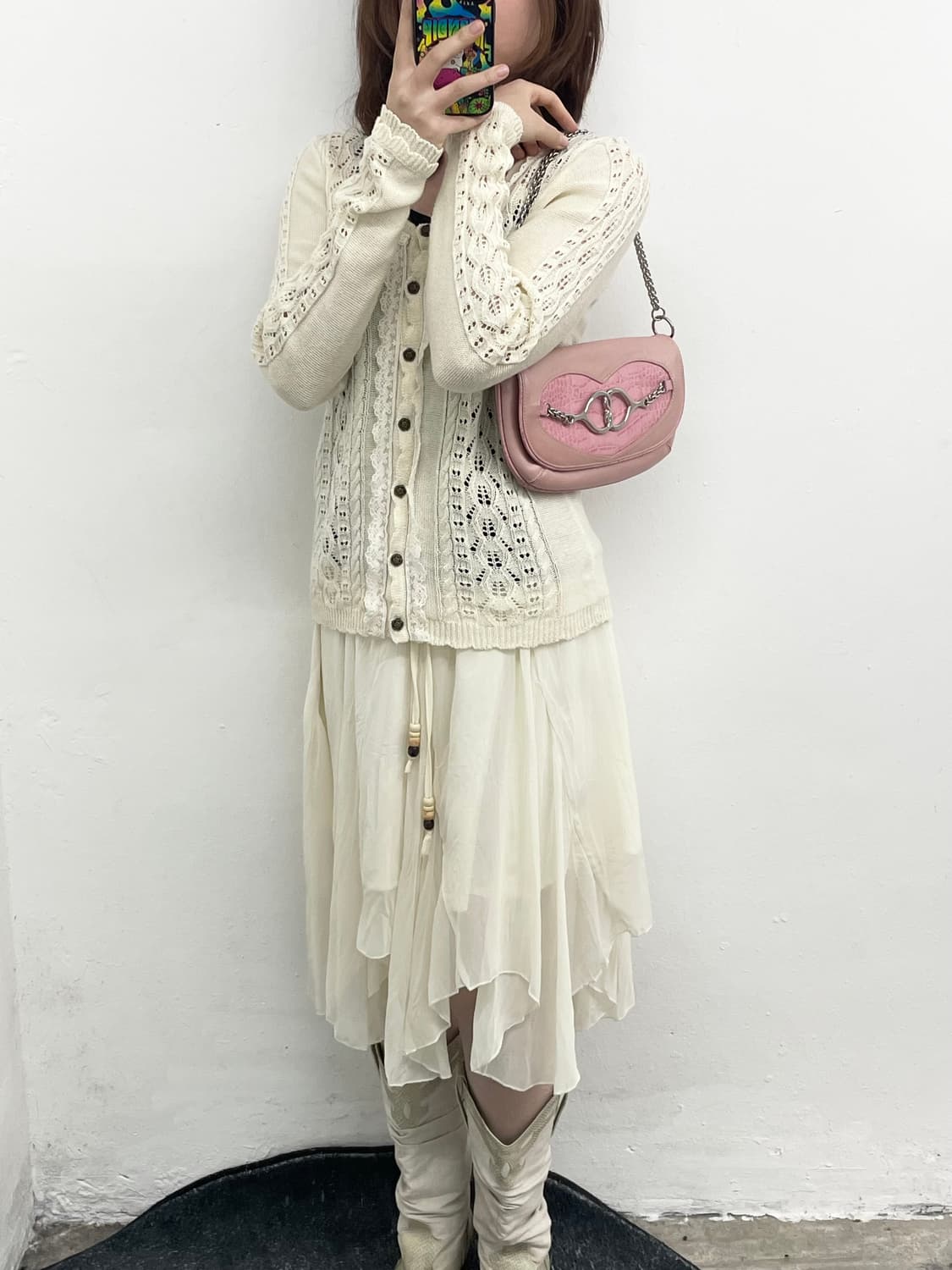 액시즈팜 크림 로즈 엔틱 가디건 상품이미지4