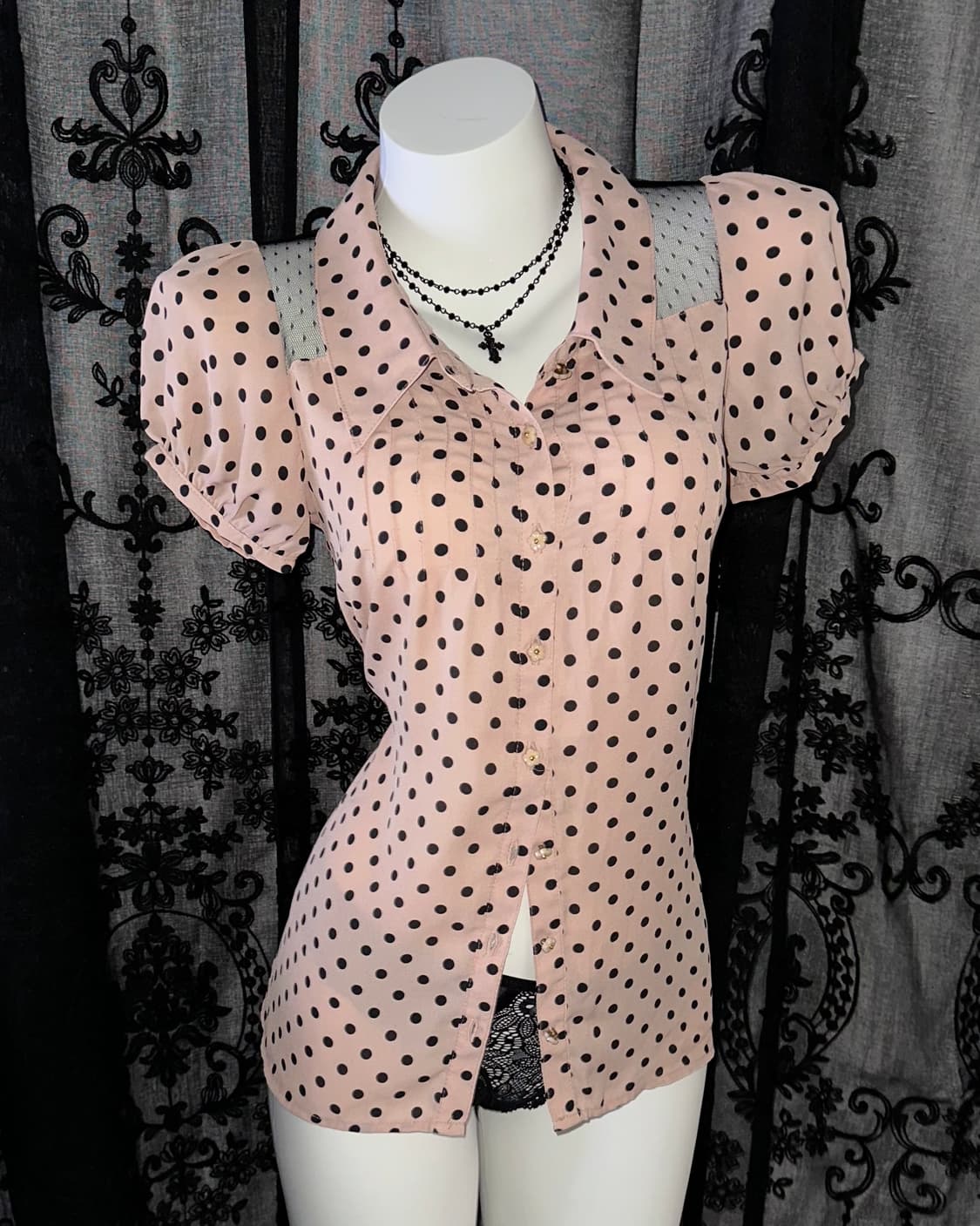 sorridere dot pink lace blouse 상품이미지1