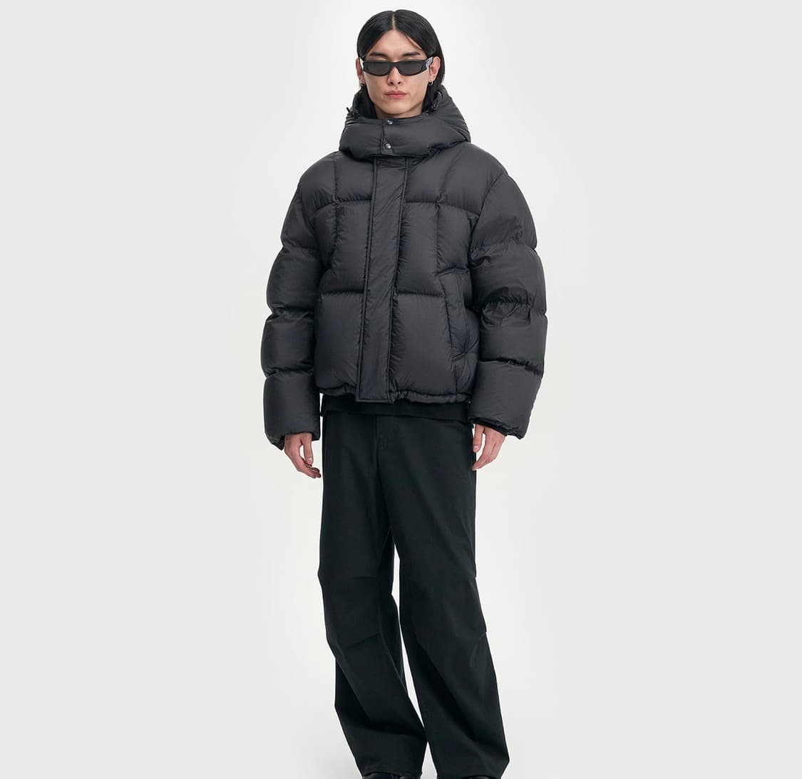 (완전 새상품) 벨리에 크로스라인 후디드 구스다운 립스탑 블랙 상품이미지2