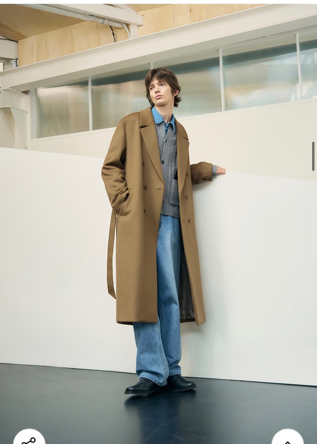 (새상품)(L) 드로우핏 프리미어 퓨어 캐시미어 로브 더블 코트  판매 상품이미지6