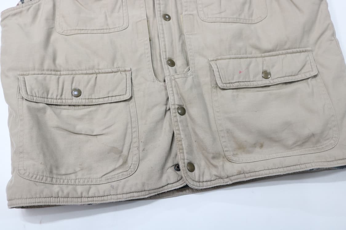 빈티지 베이지 멀티포켓 체크 라이닝 워크 베스트 (L) 상품이미지5