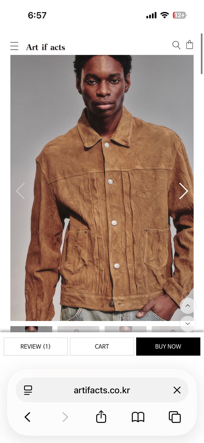 [m] 아트 이프 액츠 워시드 스웨이드 트러커 레더 자켓 상품이미지1