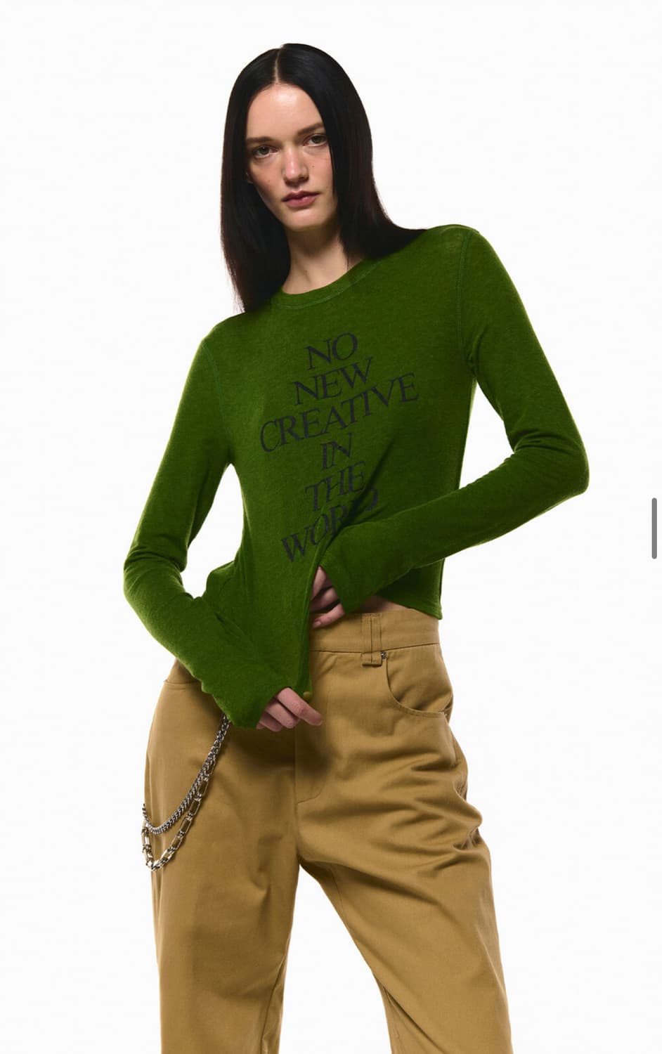(제니착용) new creative 롱슬리브티 그린 상품이미지4